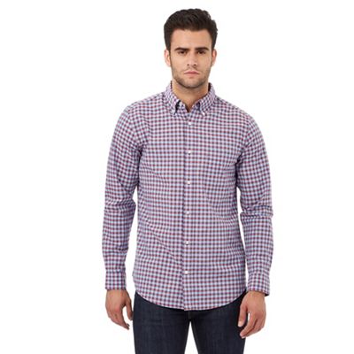 Maine New England Big and tall blue gingham print tailored fit shirt